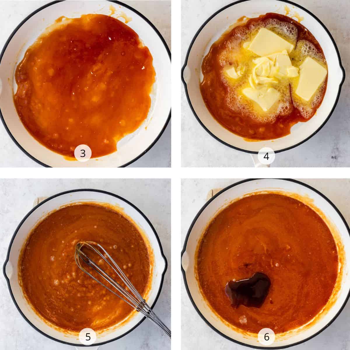 Caramel in the base of the skillet.